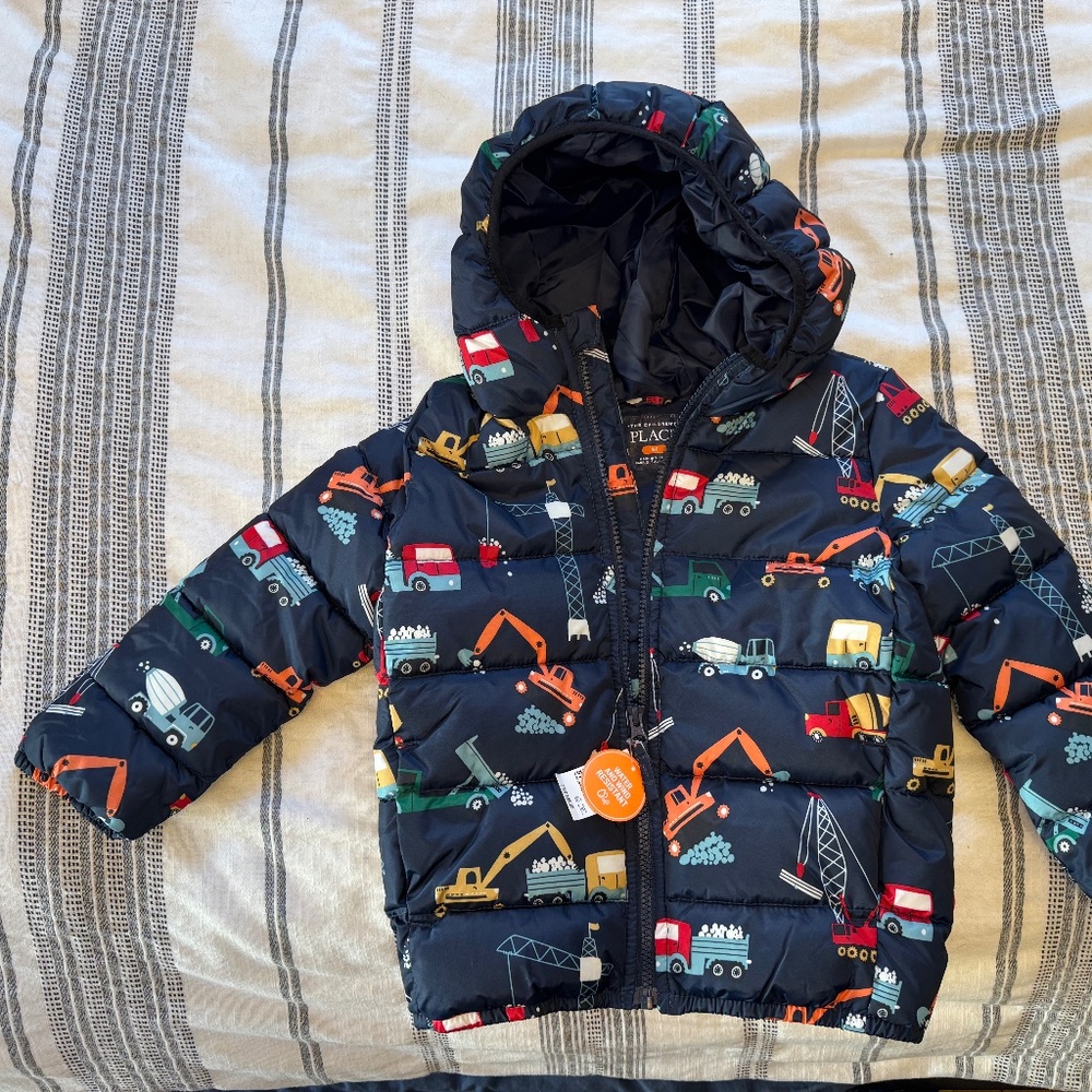 Kid's Construction Themed Winter Jacket Hooded Tidal